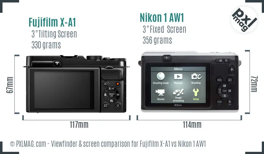 Fujifilm X-A1 vs Nikon 1 AW1 Screen and Viewfinder comparison Fujifilm X-A1 vs Nikon 1 AW1 Screen and Viewfinder comparison