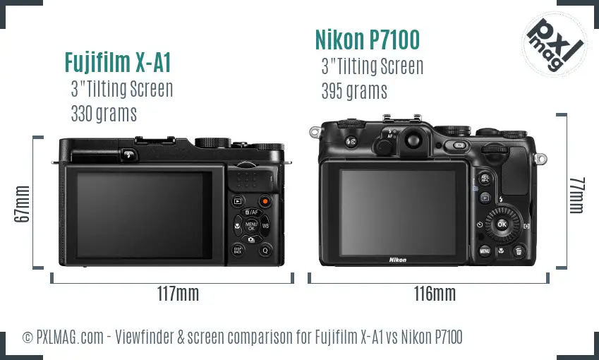 Fujifilm X-A1 vs Nikon P7100 Screen and Viewfinder comparison