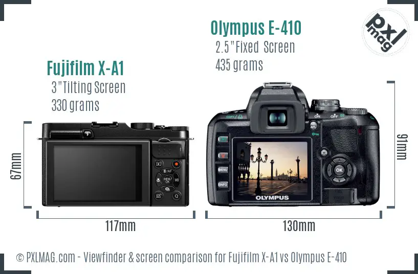 Fujifilm X-A1 vs Olympus E-410 Screen and Viewfinder comparison
