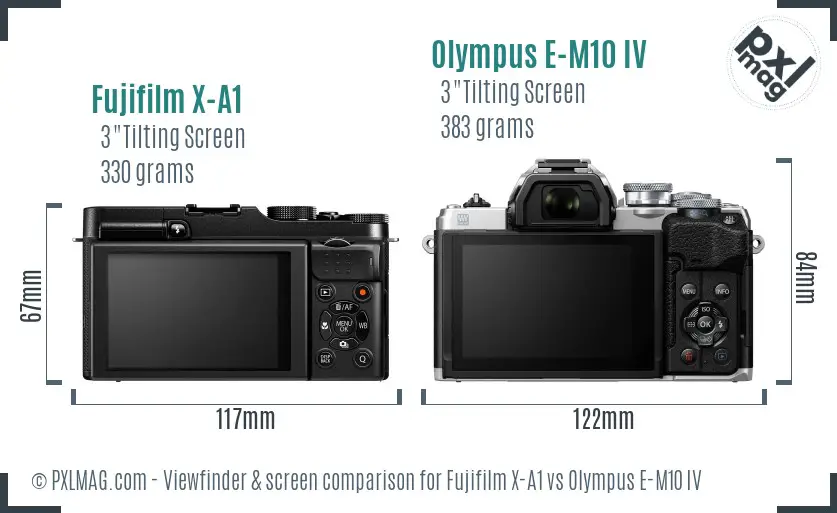 Fujifilm X-A1 vs Olympus E-M10 IV Screen and Viewfinder comparison