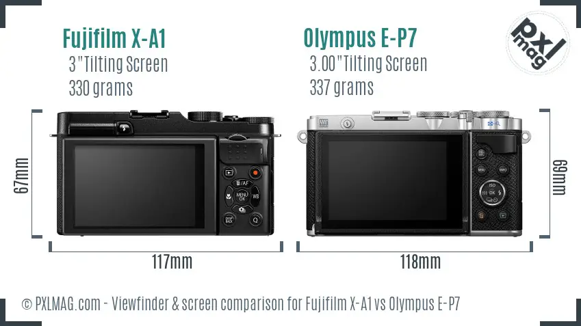 Fujifilm X-A1 vs Olympus E-P7 Screen and Viewfinder comparison
