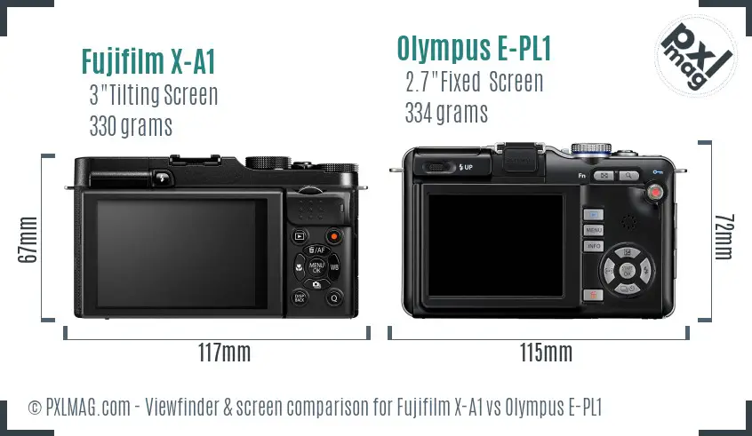 Fujifilm X-A1 vs Olympus E-PL1 Screen and Viewfinder comparison Fujifilm X-A1 vs Olympus E-PL1 Screen and Viewfinder comparison