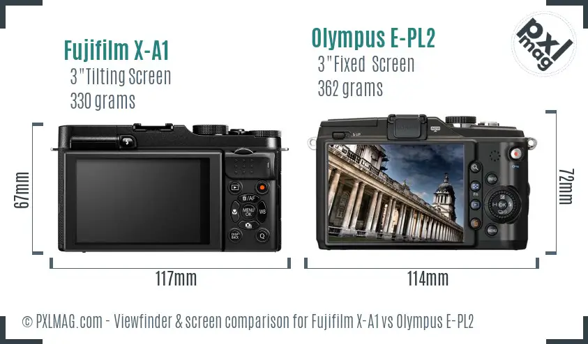Fujifilm X-A1 vs Olympus E-PL2 Screen and Viewfinder comparison Fujifilm X-A1 vs Olympus E-PL2 Screen and Viewfinder comparison