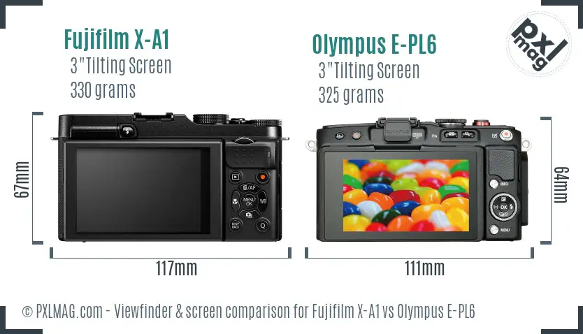 Fujifilm X-A1 vs Olympus E-PL6 Screen and Viewfinder comparison