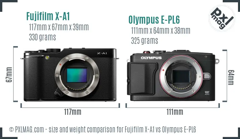 Fujifilm X-A1 vs Olympus E-PL6 size comparison