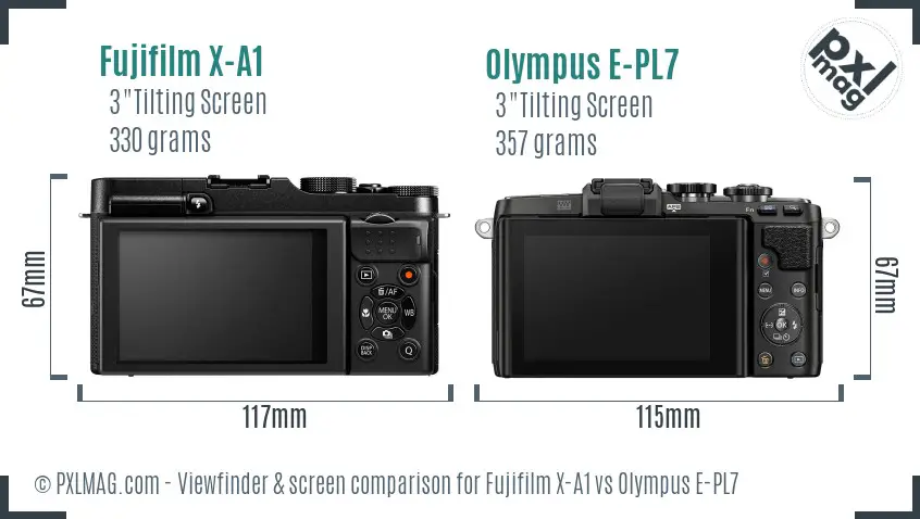 Fujifilm X-A1 vs Olympus E-PL7 Screen and Viewfinder comparison