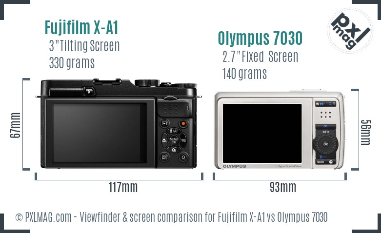 Fujifilm X-A1 vs Olympus 7030 Screen and Viewfinder comparison