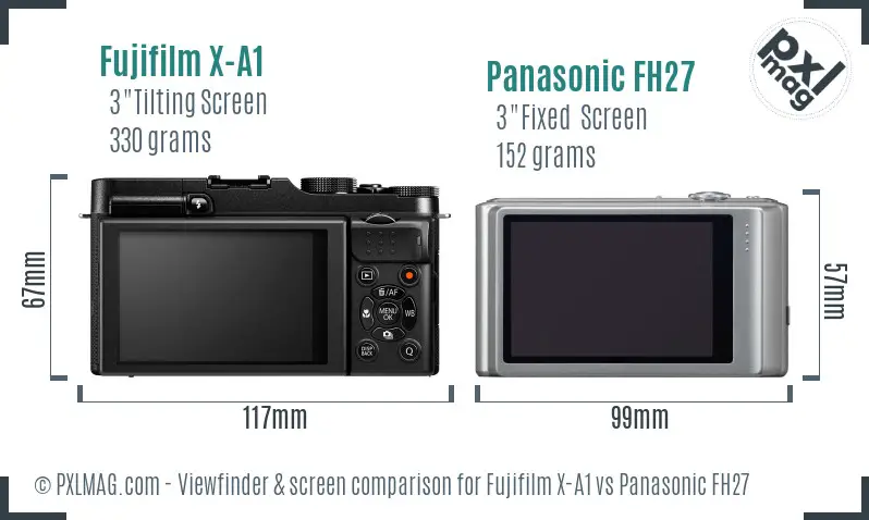 Fujifilm X-A1 vs Panasonic FH27 Screen and Viewfinder comparison
