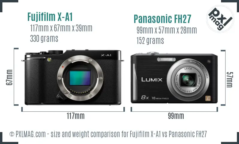 Fujifilm X-A1 vs Panasonic FH27 size comparison
