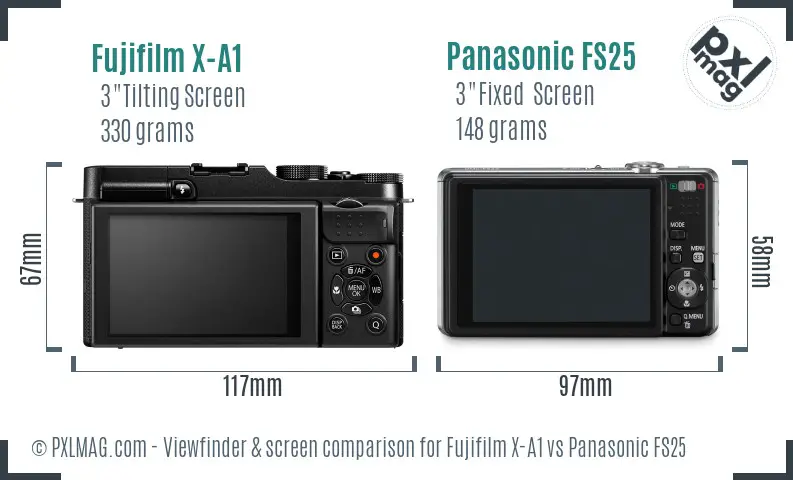 Fujifilm X-A1 vs Panasonic FS25 Screen and Viewfinder comparison