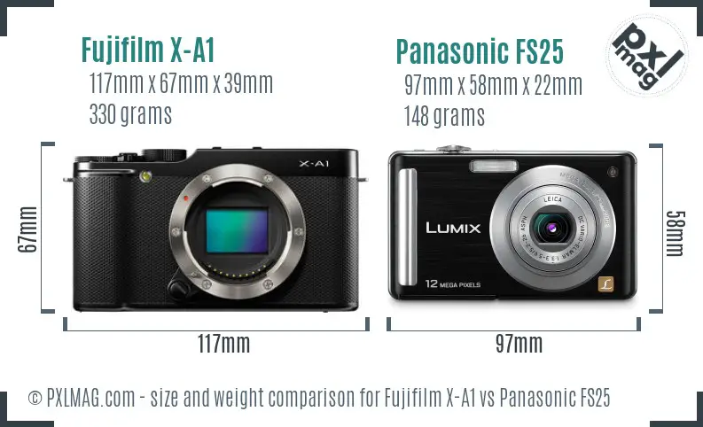 Fujifilm X-A1 vs Panasonic FS25 size comparison