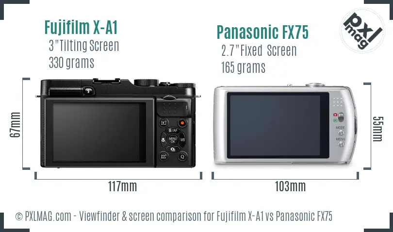 Fujifilm X-A1 vs Panasonic FX75 Screen and Viewfinder comparison