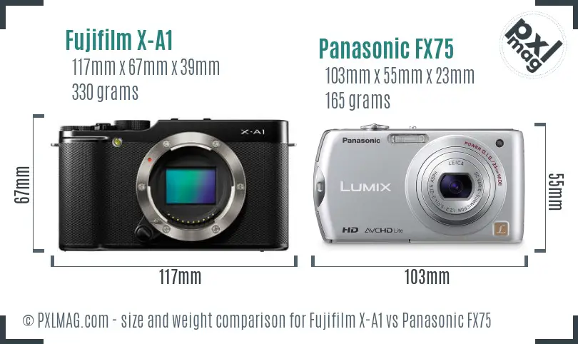 Fujifilm X-A1 vs Panasonic FX75 size comparison