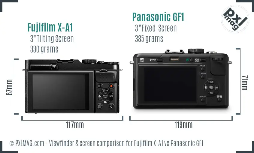 Fujifilm X-A1 vs Panasonic GF1 Screen and Viewfinder comparison