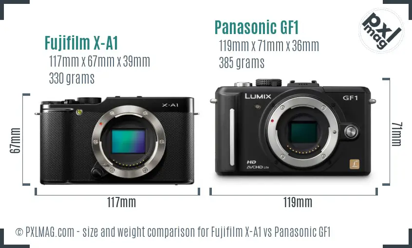 Fujifilm X-A1 vs Panasonic GF1 size comparison