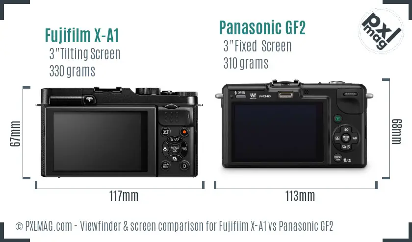 Fujifilm X-A1 vs Panasonic GF2 Screen and Viewfinder comparison Fujifilm X-A1 vs Panasonic GF2 Screen and Viewfinder comparison