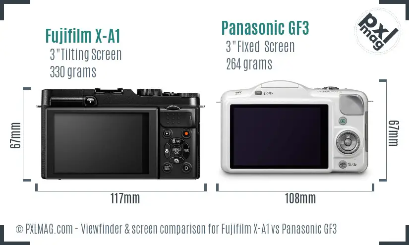 Fujifilm X-A1 vs Panasonic GF3 Screen and Viewfinder comparison