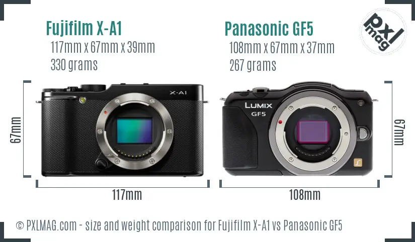 Fujifilm X-A1 vs Panasonic GF5 size comparison