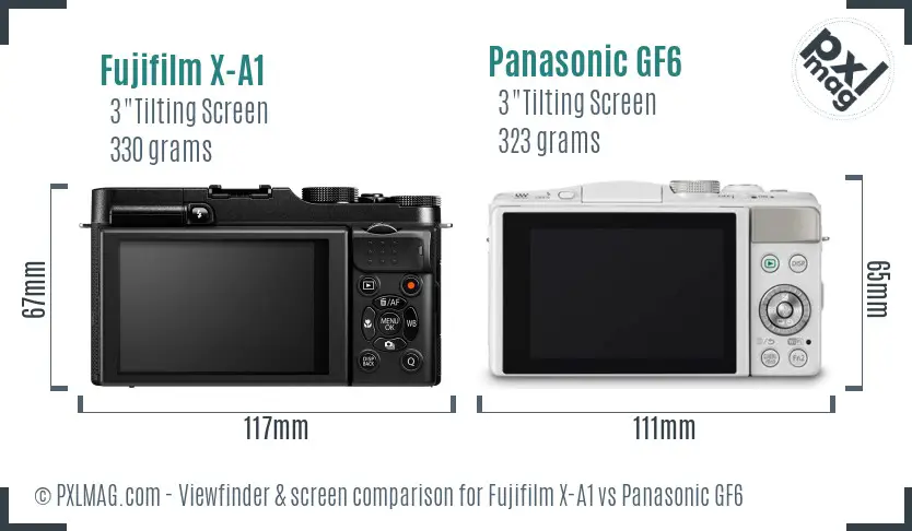 Fujifilm X-A1 vs Panasonic GF6 Screen and Viewfinder comparison