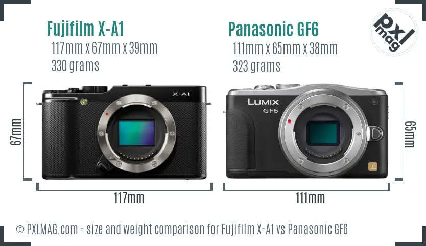 Fujifilm X-A1 vs Panasonic GF6 size comparison