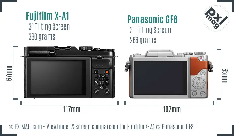 Fujifilm X-A1 vs Panasonic GF8 Screen and Viewfinder comparison Fujifilm X-A1 vs Panasonic GF8 Screen and Viewfinder comparison