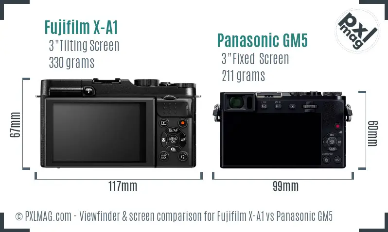 Fujifilm X-A1 vs Panasonic GM5 Screen and Viewfinder comparison