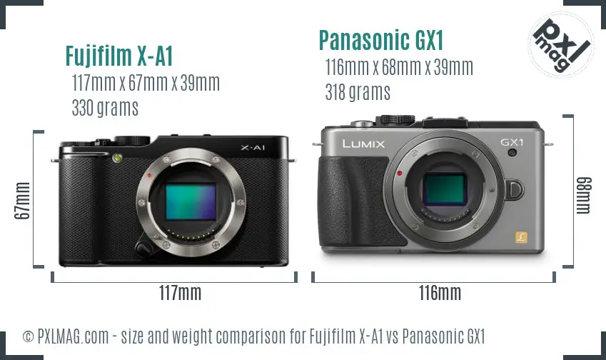 Fujifilm X-A1 vs Panasonic GX1 size comparison