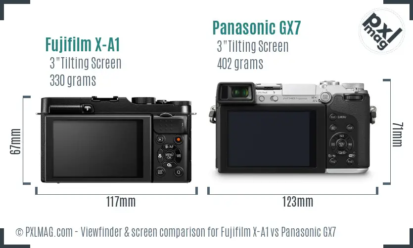 Fujifilm X-A1 vs Panasonic GX7 Screen and Viewfinder comparison