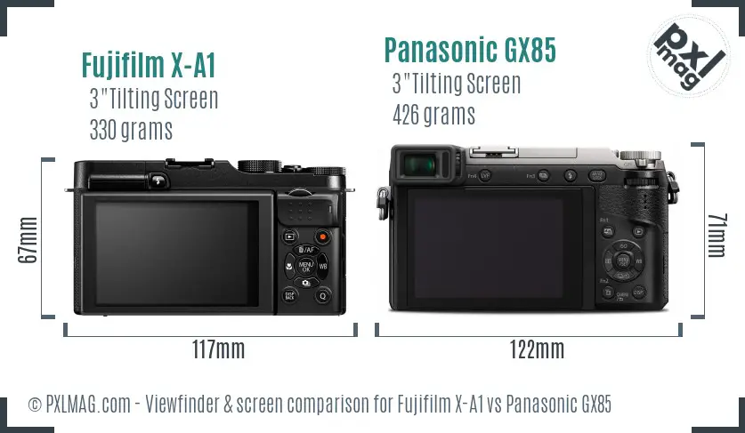 Fujifilm X-A1 vs Panasonic GX85 Screen and Viewfinder comparison