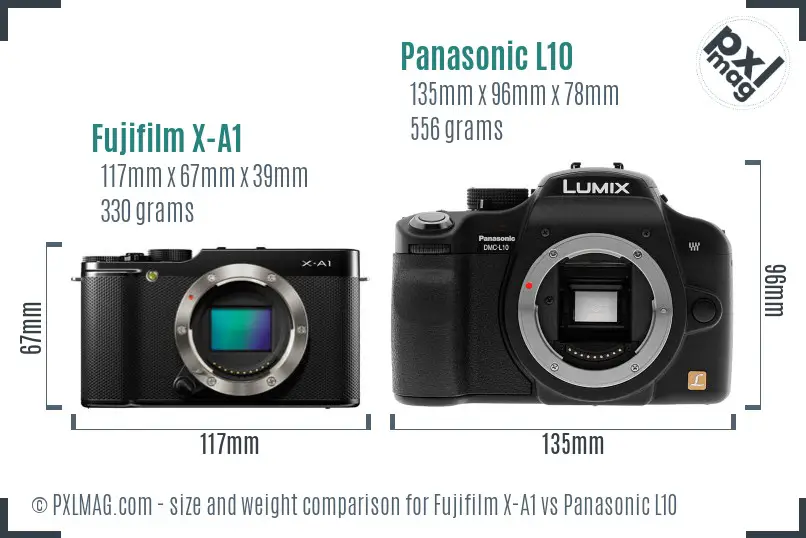 Fujifilm X-A1 vs Panasonic L10 size comparison