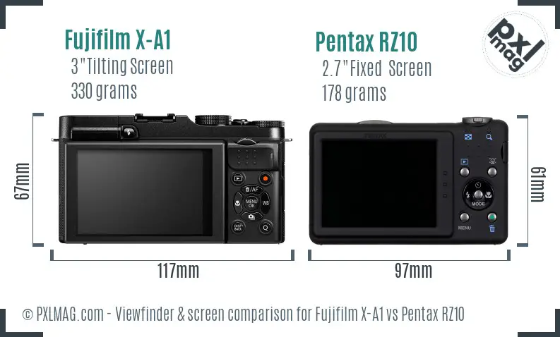 Fujifilm X-A1 vs Pentax RZ10 Screen and Viewfinder comparison