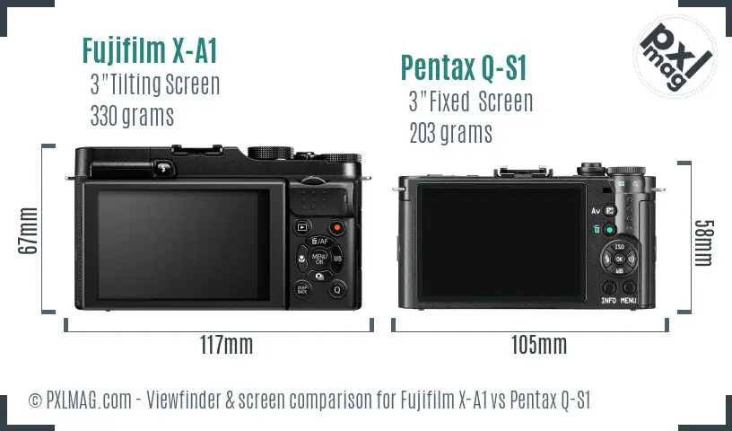 Fujifilm X-A1 vs Pentax Q-S1 Screen and Viewfinder comparison
