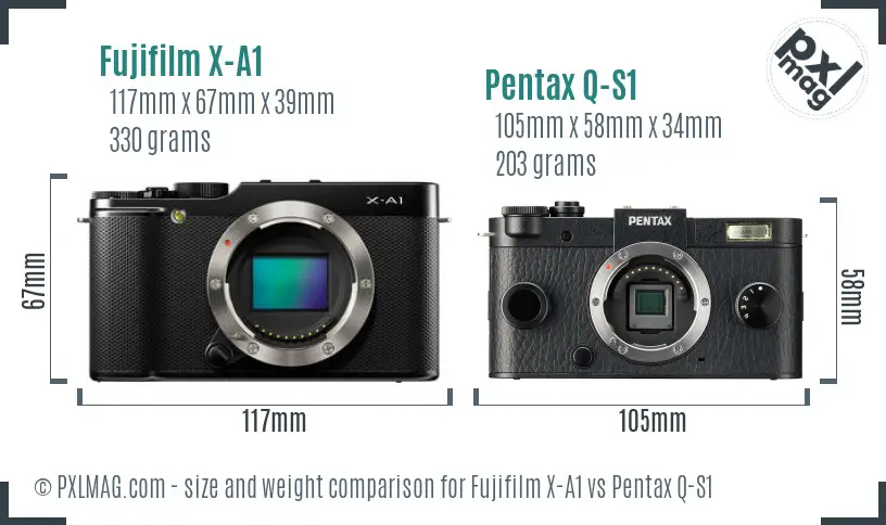 Fujifilm X-A1 vs Pentax Q-S1 size comparison