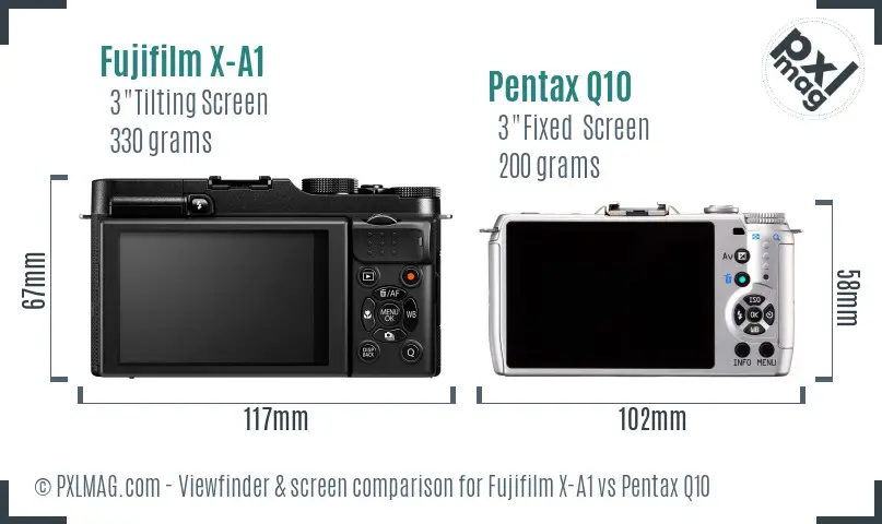 Fujifilm X-A1 vs Pentax Q10 Screen and Viewfinder comparison