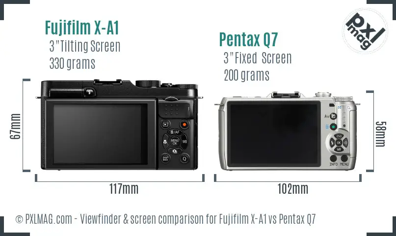 Fujifilm X-A1 vs Pentax Q7 Screen and Viewfinder comparison
