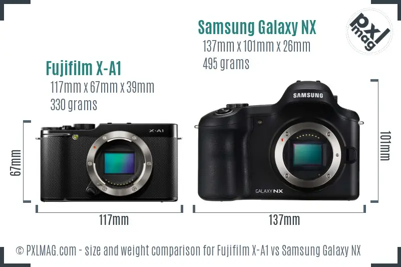 Fujifilm X-A1 vs Samsung Galaxy NX size comparison