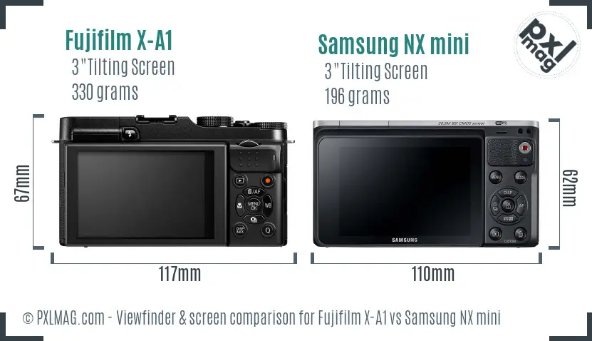 Fujifilm X-A1 vs Samsung NX mini Screen and Viewfinder comparison