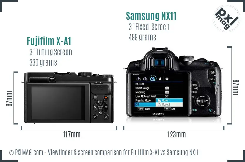 Fujifilm X-A1 vs Samsung NX11 Screen and Viewfinder comparison Fujifilm X-A1 vs Samsung NX11 Screen and Viewfinder comparison