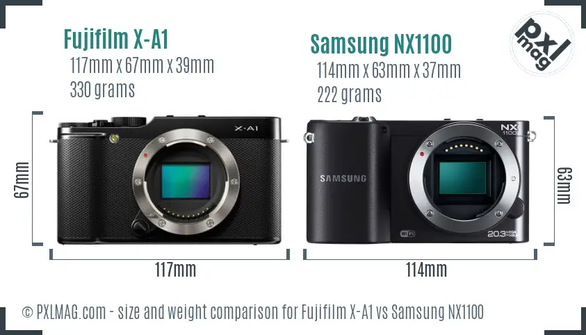 Fujifilm X-A1 vs Samsung NX1100 size comparison Fujifilm X-A1 vs Samsung NX1100 size comparison