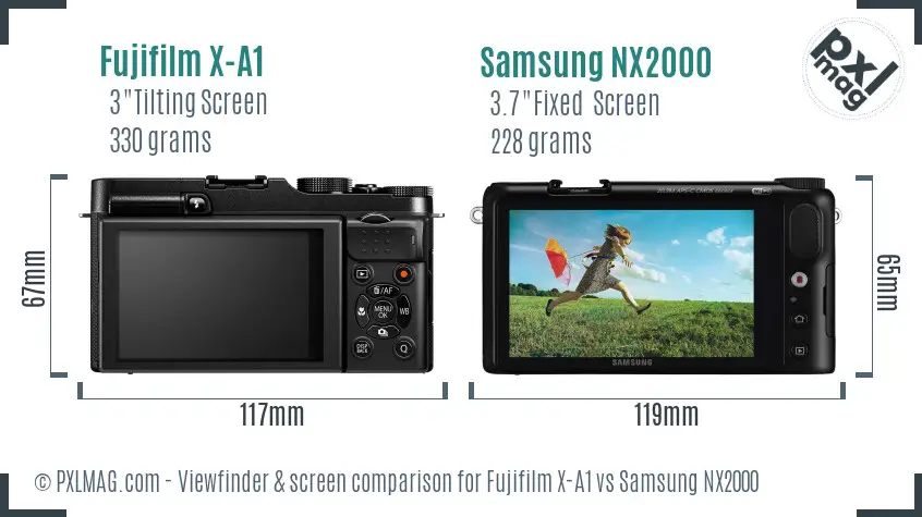 Fujifilm X-A1 vs Samsung NX2000 Screen and Viewfinder comparison