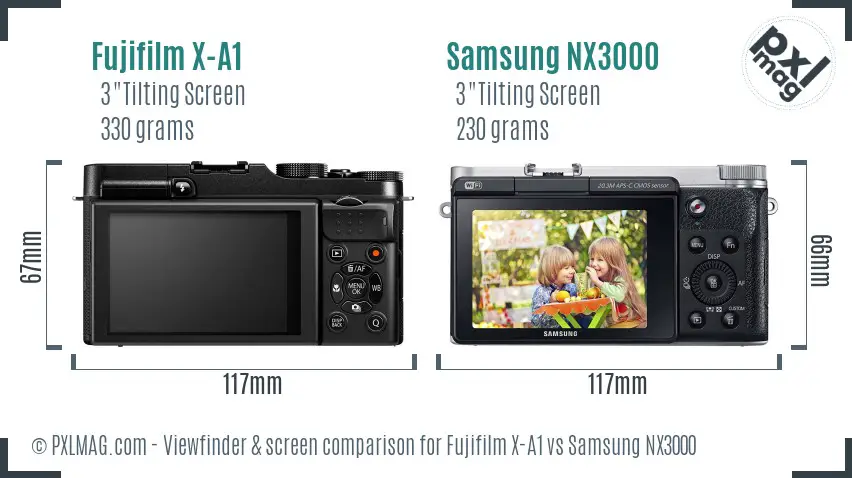 Fujifilm X-A1 vs Samsung NX3000 Screen and Viewfinder comparison