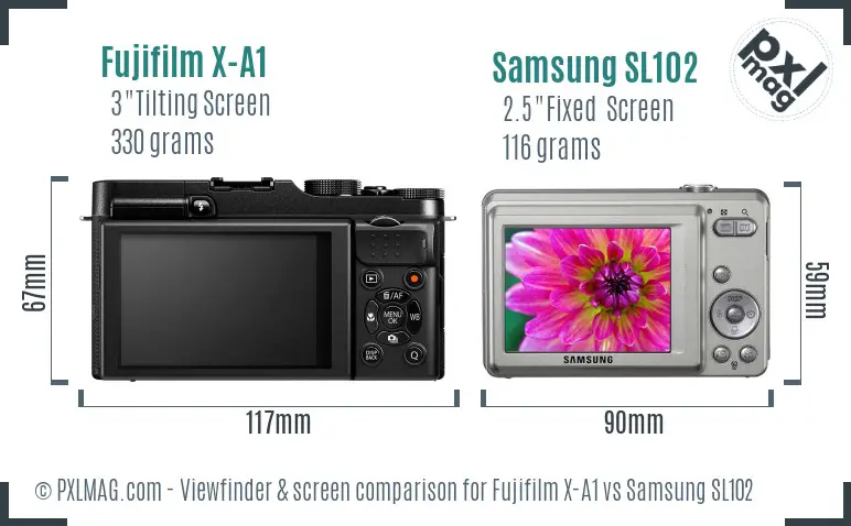 Fujifilm X-A1 vs Samsung SL102 Screen and Viewfinder comparison