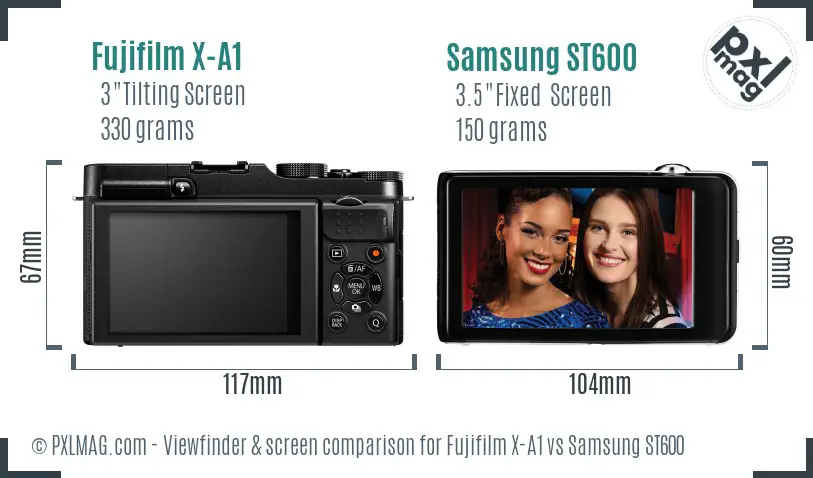 Fujifilm X-A1 vs Samsung ST600 Screen and Viewfinder comparison