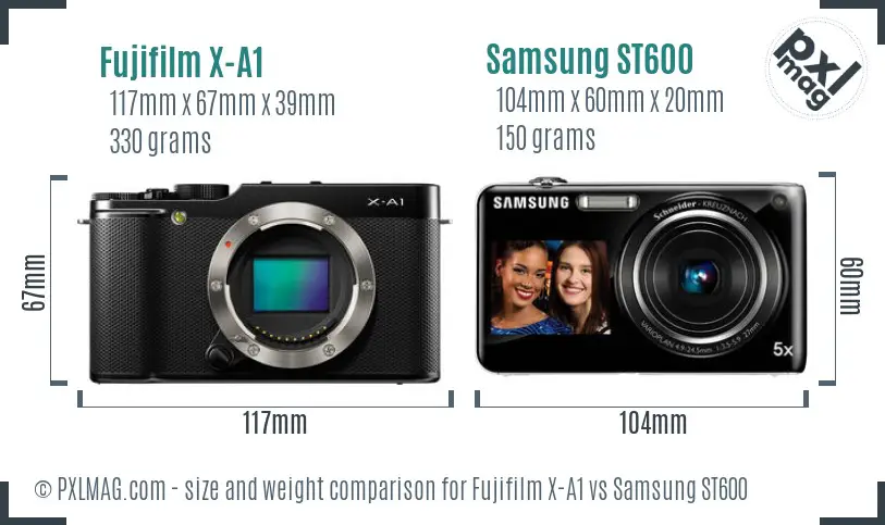 Fujifilm X-A1 vs Samsung ST600 size comparison