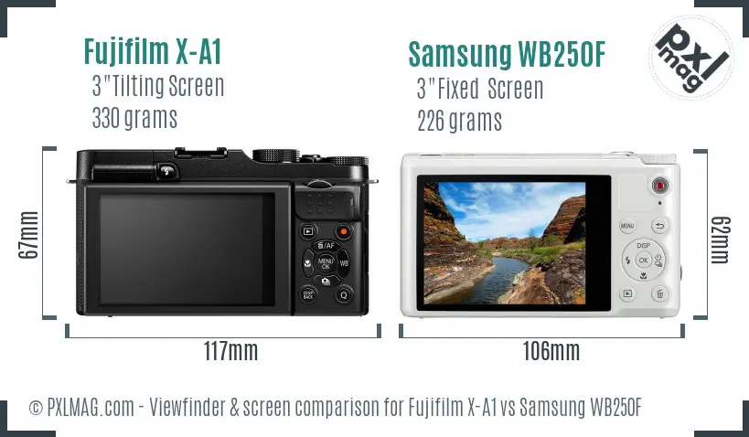 Fujifilm X-A1 vs Samsung WB250F Screen and Viewfinder comparison