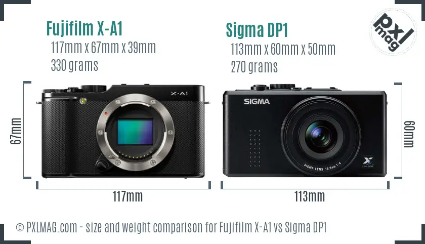 Fujifilm X-A1 vs Sigma DP1 size comparison