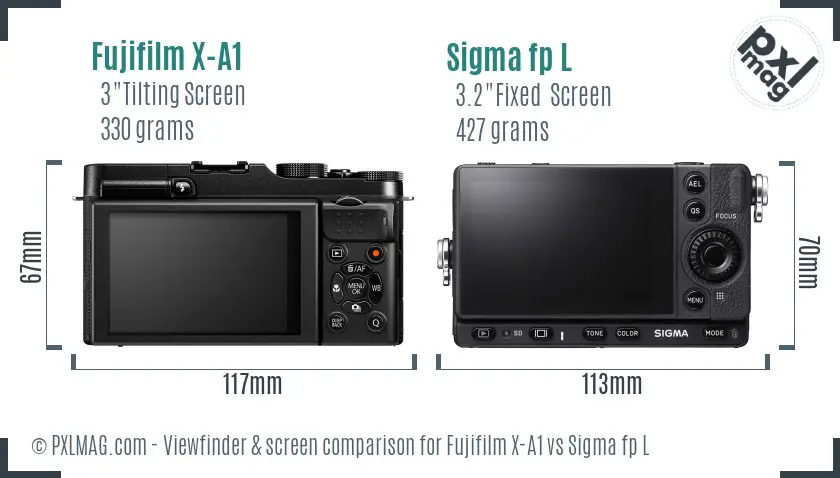 Fujifilm X-A1 vs Sigma fp L Screen and Viewfinder comparison