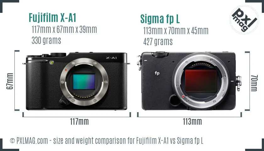 Fujifilm X-A1 vs Sigma fp L size comparison