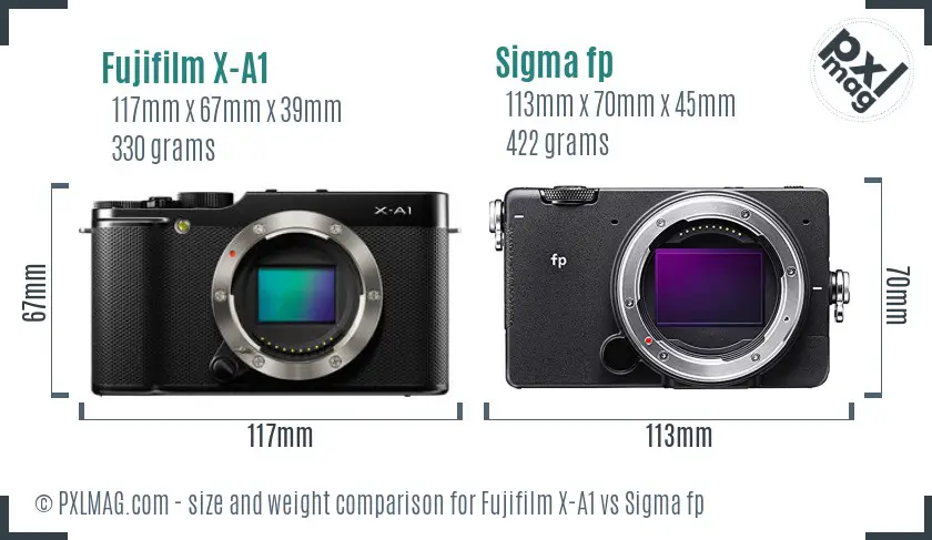 Fujifilm X-A1 vs Sigma fp size comparison