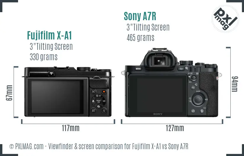 Fujifilm X-A1 vs Sony A7R Screen and Viewfinder comparison